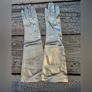 Vintage NIP Sears Gloves of Fashion Women's Silver long Gloves 100% Nylon. Small